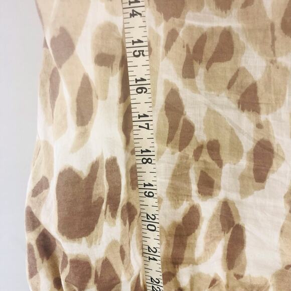 Ann Taylor Loft Tan Brown Animal Print Button Front Top Ruffled Sleeveless Bow - Picture 13 of 16